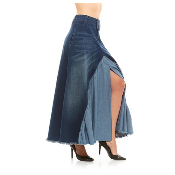 Red Jeans NYC Maxi Denim Skirt - Picture 13 of 13